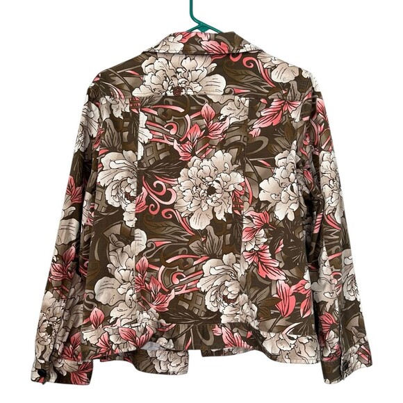 Chico’s Colorful Floral Button Up Jacket in Women’s Size 3, Pink White Gray - Picture 3 of 7